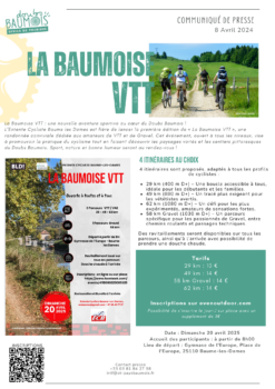 Communiqué de presse - La Baumoise VTT 1ère édition - 8 Avril 2025